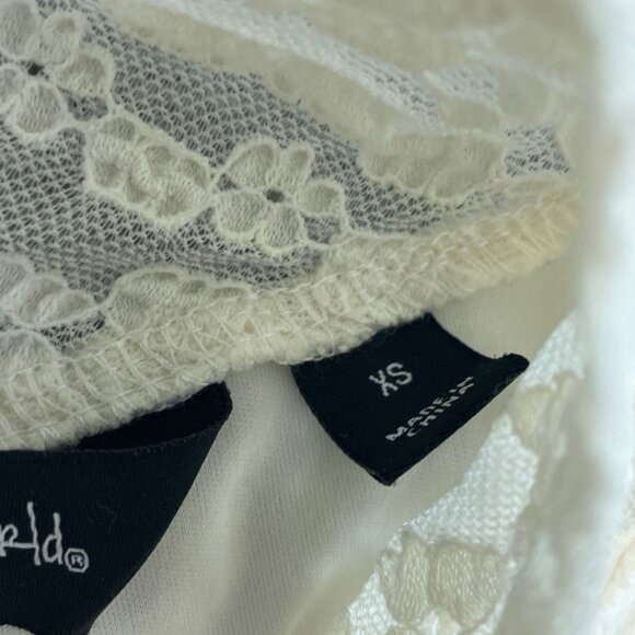 Peace Love World White Long Sleeve Lace Top XS Nylon Blend a1646 - Picture 3 of 8